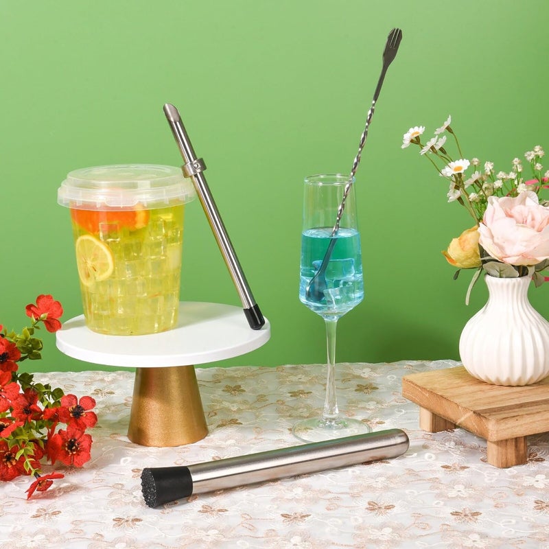 Ecnimb 5 Pack Straw Puncher, lemonade stand supplies kit with straw puncher for plastic lids, muddler for lemonade and cocktails, reusable lemonade cups - Image 5